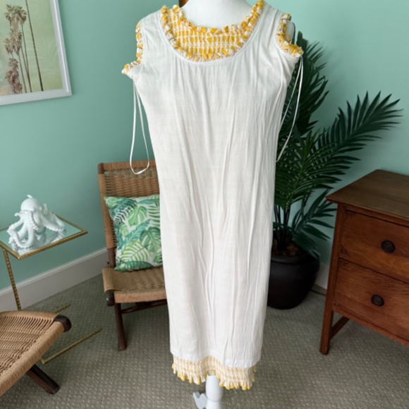 Anthropologie Akemi + Kin Smocked Yellow Sleeveless Dress with Ruffles - Picture 9 of 12